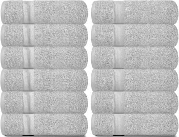 Resort Collection Soft Washcloth Face & Body Towel Set 12x12 inch Luxury Hotel Plush & Absorbent Cotton Washclothes 12 Pack Dolphin Grey Color