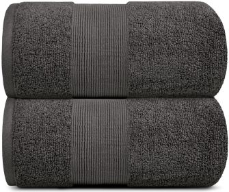 Resort Collection Soft Bath Sheet Towels 35x70 inch Oversize Large Luxury Hotel Plush & Absorbent Cotton Bath Sheet 2 Pack Charcoal Color