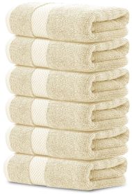 Luxury Hand Towels Turkish Cotton for Hotel Spa Bathroom Towel 16x30 inch 6 Pack Beige Color