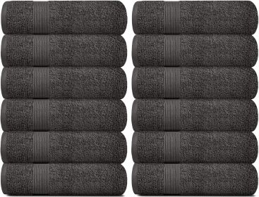 12 Pack Charcoal Color Resort Collection Soft Washcloth Face & Body Towel Set 12x12 inch Luxury Hotel Plush & Absorbent Cotton Washclothes