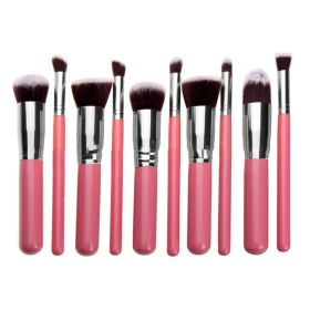 10 pcs makeup brush set  Portable fashion high-end beauty tool set (Pink Silver)