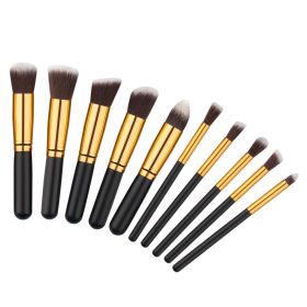 10 pcs makeup brush set 5 large 5 small makeup brush Portable fashion high-end beauty tool set (Black Gold)