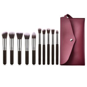 10 pcs makeup brush set  Portable fashion high-end beauty tool set (Black silver) with bag