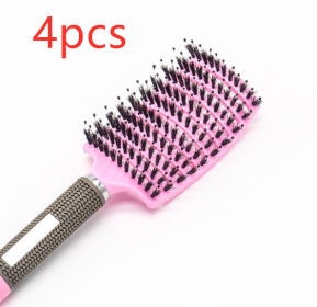 Hairbrush Anti Klit Brushy Haarborstel Women Detangler Hair Brush Bristle Nylon Scalp Massage  Teaser Hair Brush Comb (Option: Pink-Brush-4pcs)