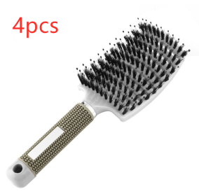 Hairbrush Anti Klit Brushy Haarborstel Women Detangler Hair Brush Bristle Nylon Scalp Massage  Teaser Hair Brush Comb (Option: White-Brush-4pcs)