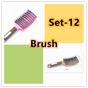 Hairbrush Anti Klit Brushy Haarborstel Women Detangler Hair Brush Bristle Nylon Scalp Massage  Teaser Hair Brush Comb (Option: Set 12-Brush-Set)