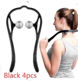 Plastic Pressure Point Therapy Neck Massageador Massagem Relieve Hand Roller Neck Massager For Neck Shoulder Trigger Point (Option: Black 4pcs)